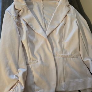 Candie's Cream Blazer with Lace Accents